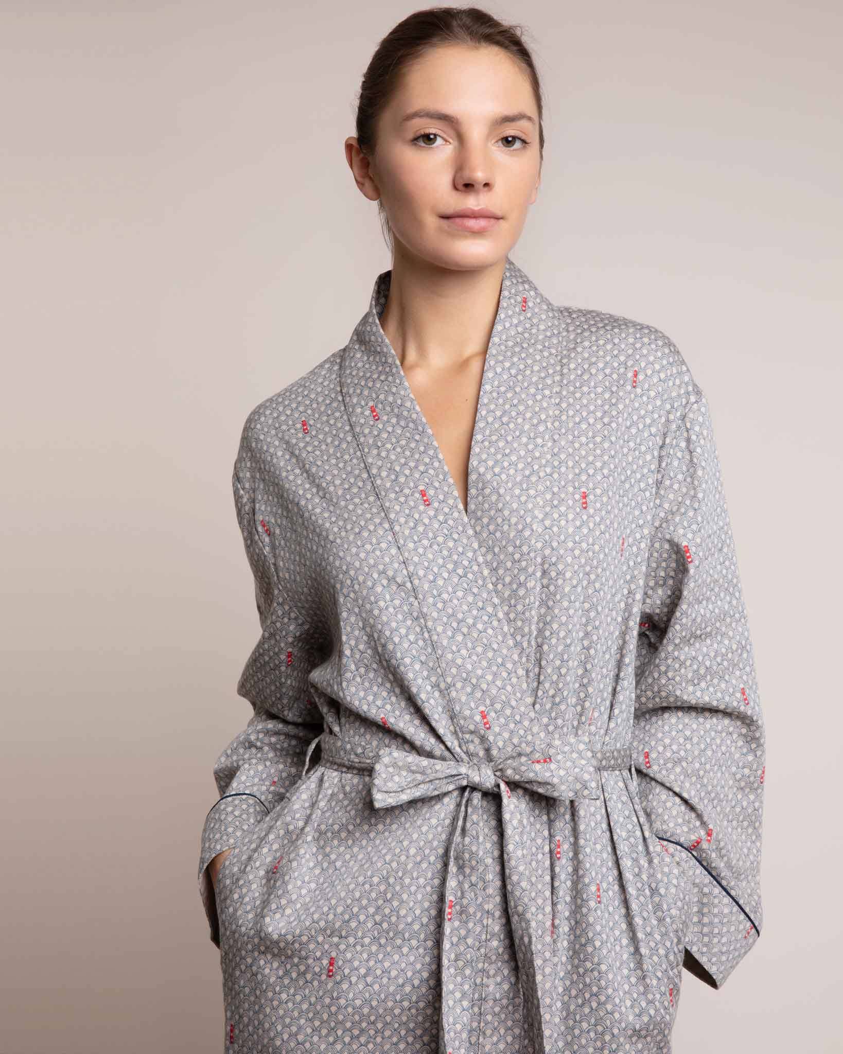Flint Grey Layla 100% Linen Robe | Secret Linen Store